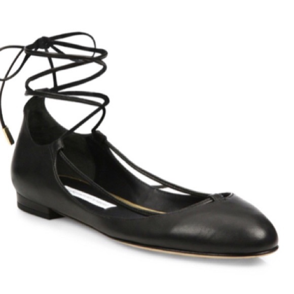 Diane Von Furstenberg Black Straps Tie Flats Shoes Size 5M - Picture 9 of 11